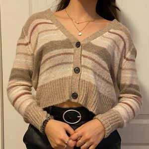 striped cropped cardigan